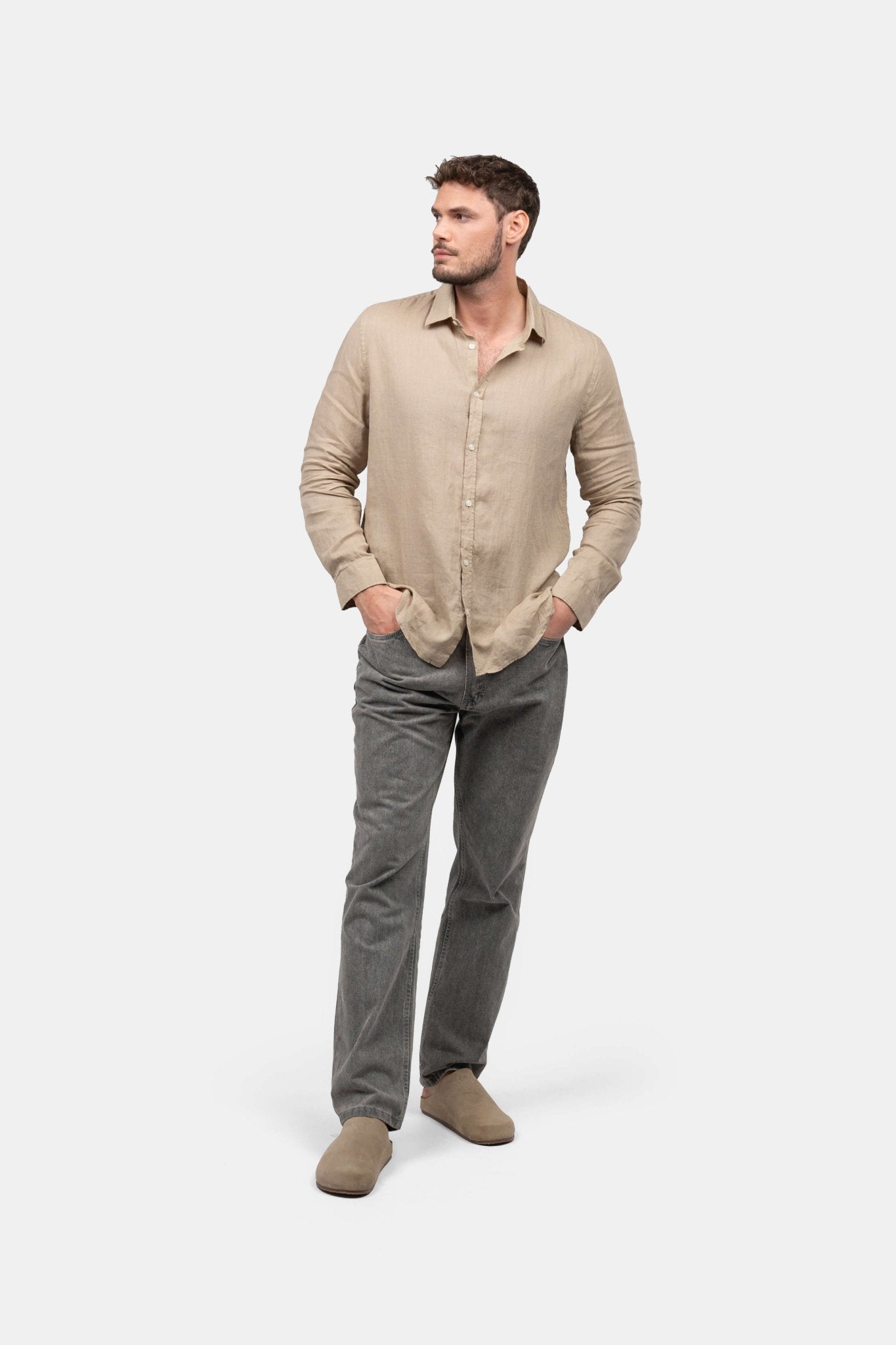 Langærmet Hørskjorte Mokka | Skagen-clothing.dk